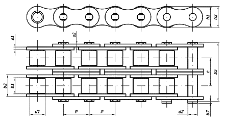 The roller drive chains, precise – two-row type