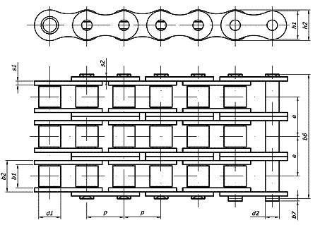 The roller drive chains, precise – three-row type