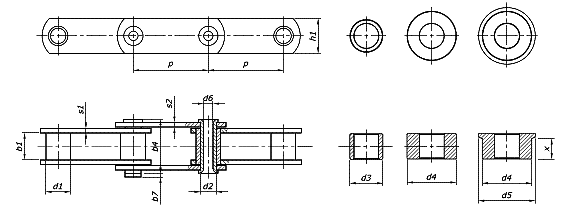 MC type carrier chains with pipe pivot