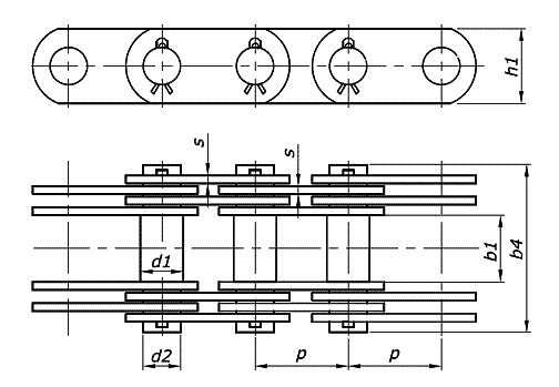Gall type multi-board pivot chains