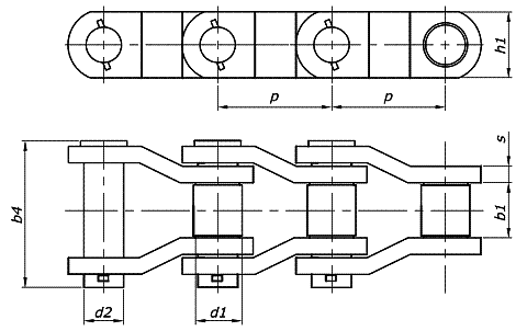 Roller chains, bent boards chains