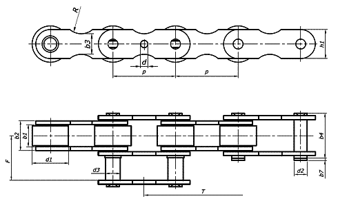 Roller pulling chains, chains with additional boards